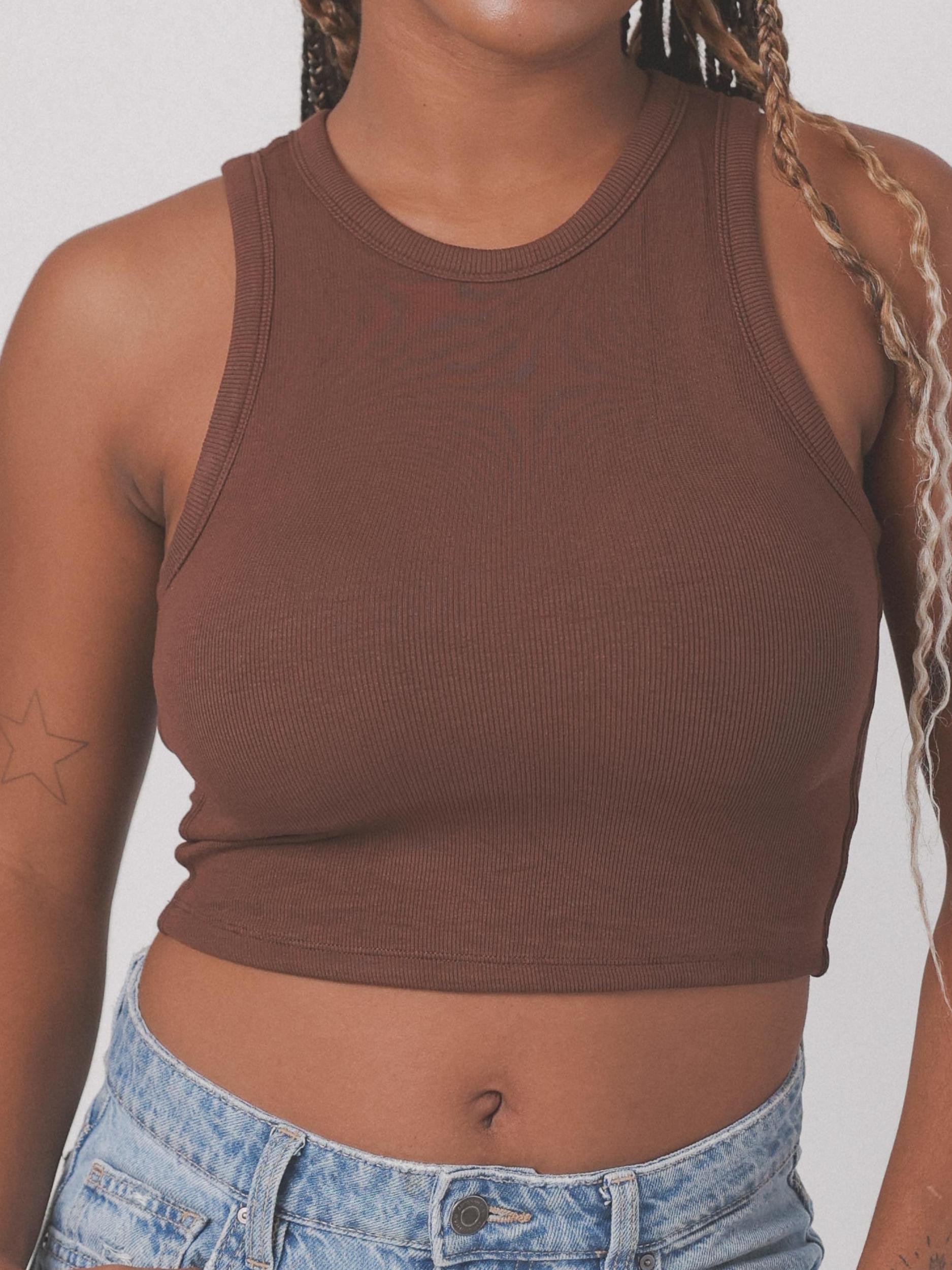 Chunky Binding Ribbed High Neck Brami (Crop) Product Image
