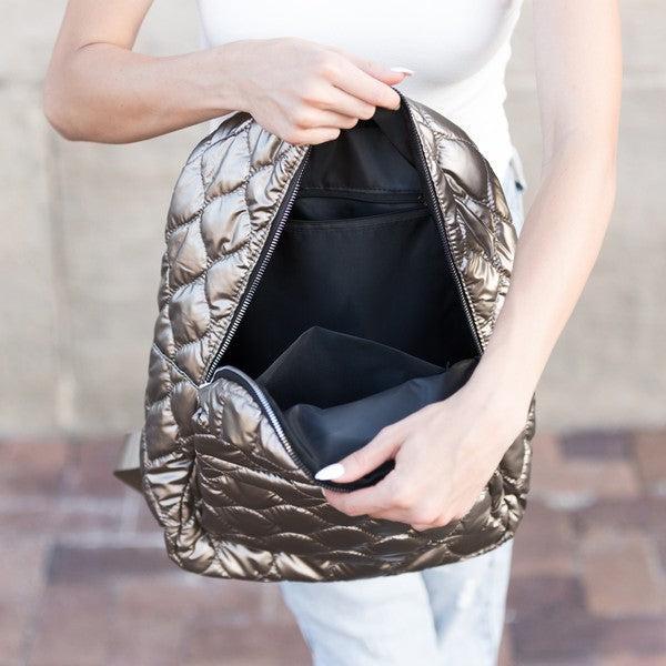 Jade Metallic Puffer Backpack Product Image