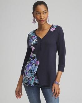 Floral Henley Side Slit Tunic Product Image