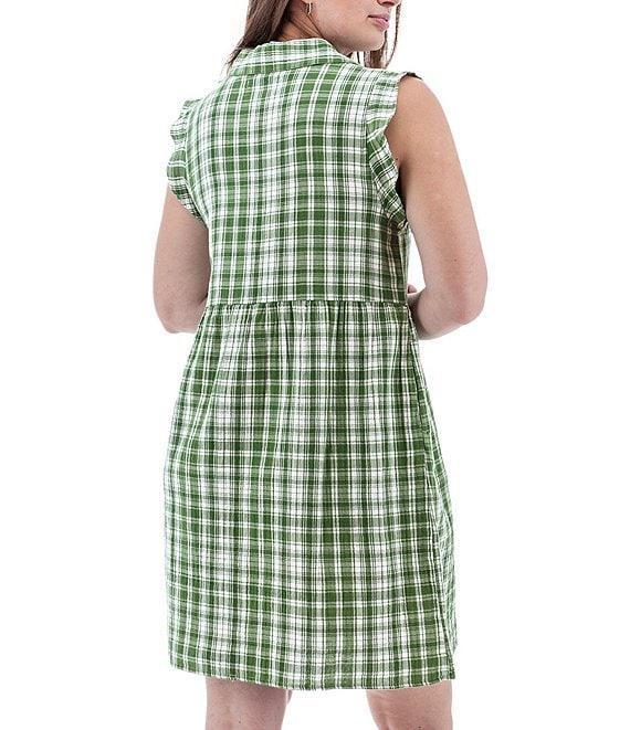 Aventura Montrose Plaid Organic Cotton Gauze Yarn Dye Woven Point Collar A-Line Dress Product Image