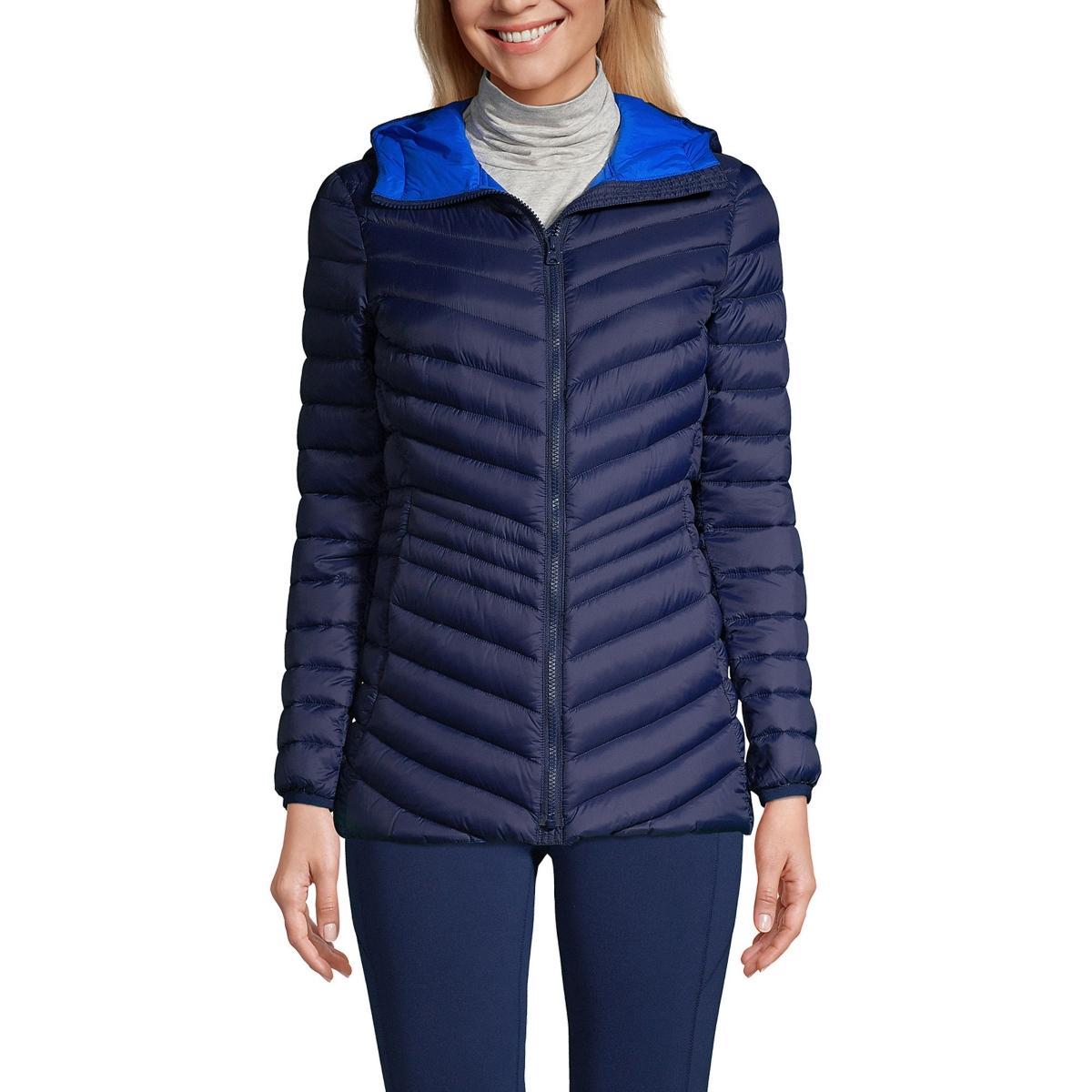 Petite Lands' End Wanderweight Ultralight Hooded Packable Down Jacket, Women's, Size: XS Petite, Black Product Image