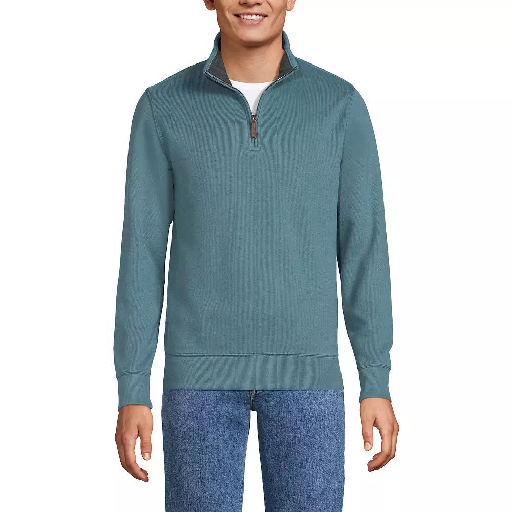 Men's Lands' End Bedford Regular-Fit Ribbed Quarter-Zip Pullover Sweater, Size: Large, Rain Blue Blue Product Image