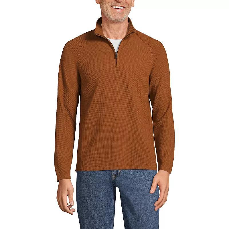Men's Lands' End Long Sleeve Hybrid Textured Quater Zip Pullover, Size: XL, Lily  Green Product Image