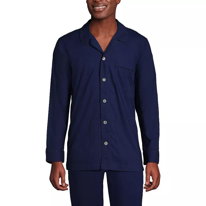 Men's Lands' End Broadcloth Pajama Sleep Shirt, Size: Medium, Deep  Blue Product Image