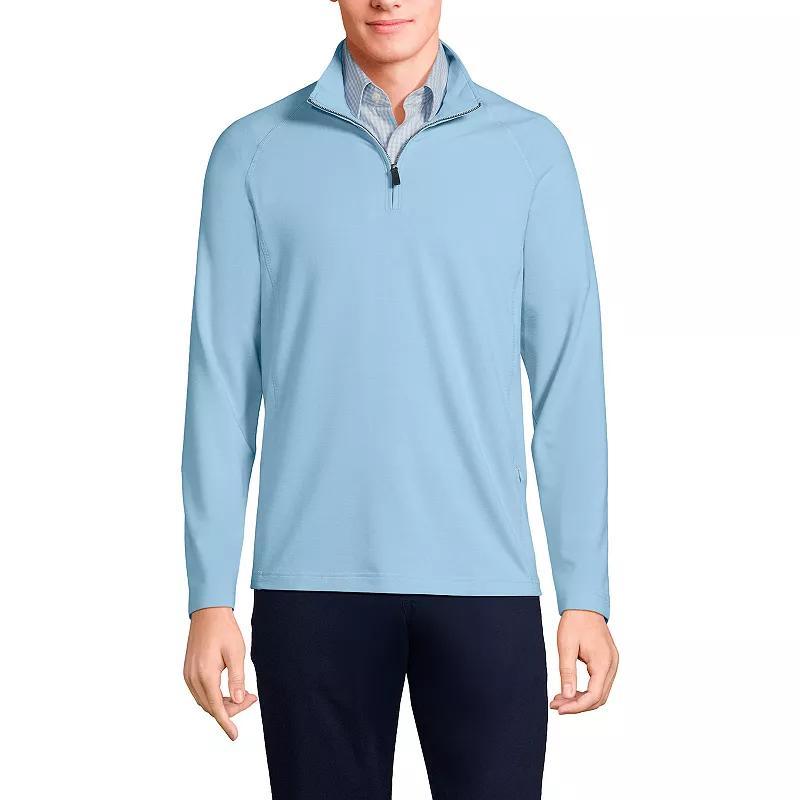 Men's Lands' End Long Sleeve Raglan French Terry Quarter Zip Sweatshirt, Size: XL, Dark Camel Grey Product Image