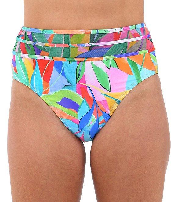 La Blanca Tropi-Flage Mesh Inset High Waist Swim Bottom Product Image
