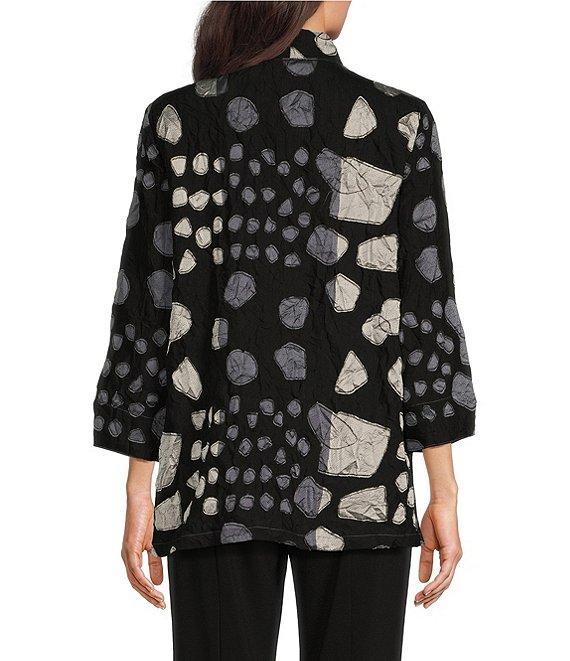 Ali Miles Woven Jacquard Banded 3/4 Sleeve Jacket Product Image