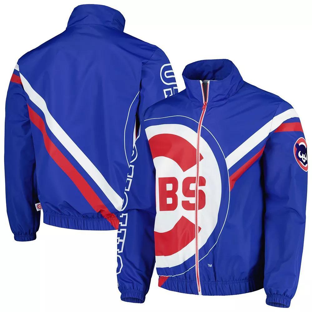 Men's Mitchell & Ness Royal Chicago Cubs Exploded Logo Warm Up Full-Zip Jacket, Size: XL, Blue Product Image