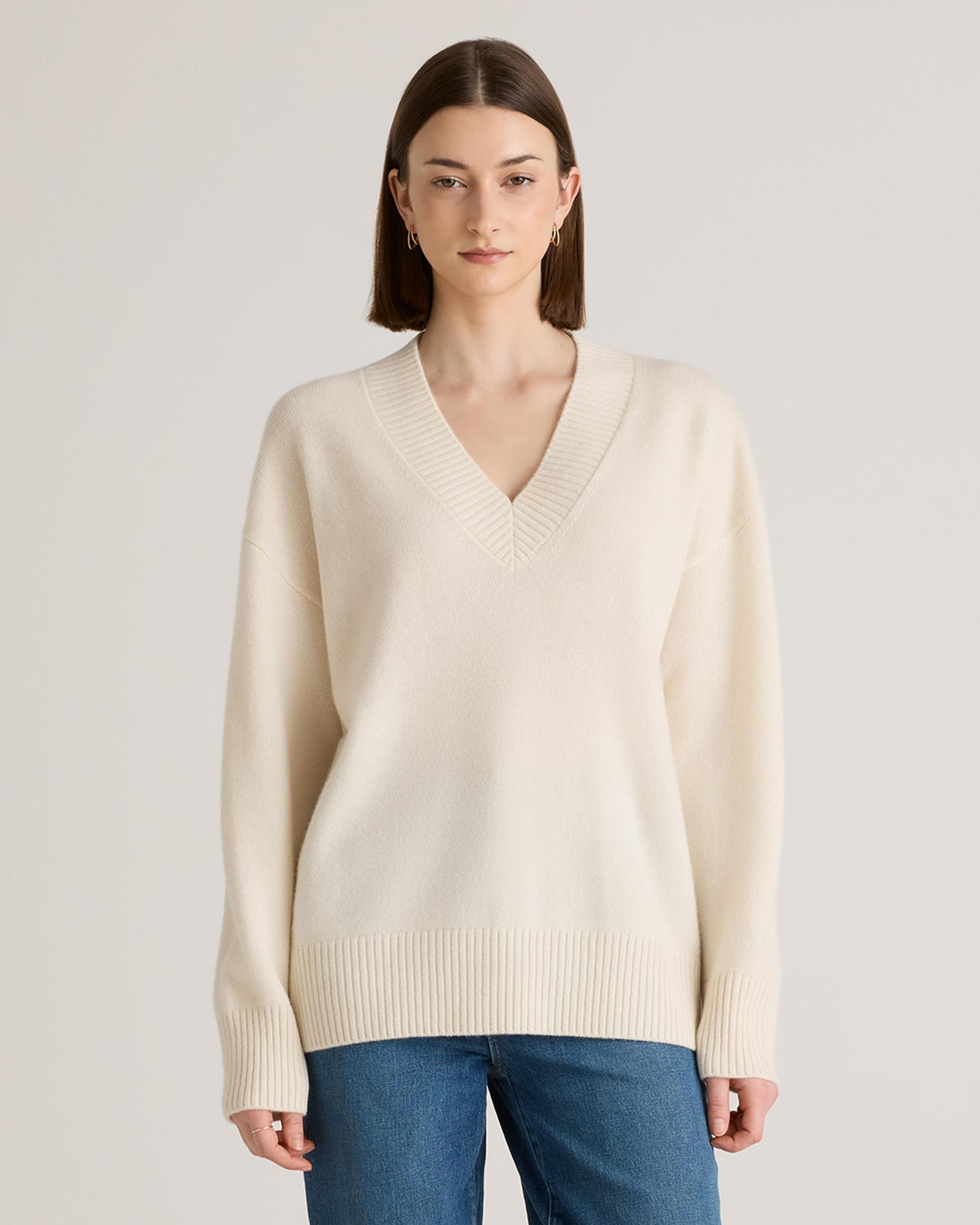 Mongolian Cashmere Oversized V-Neck Sweater	 Product Image