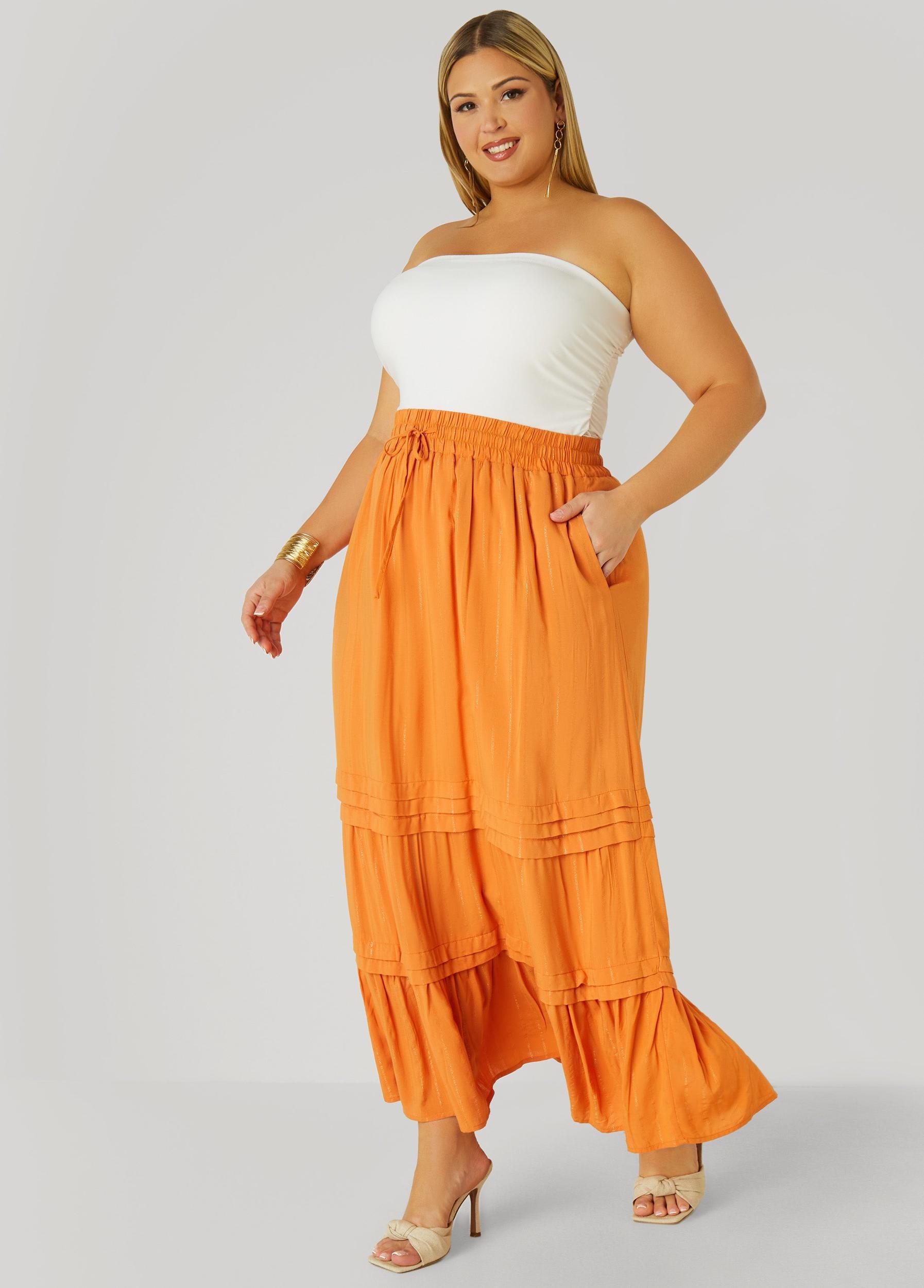 Pleated Metallic Maxi Skirt Product Image
