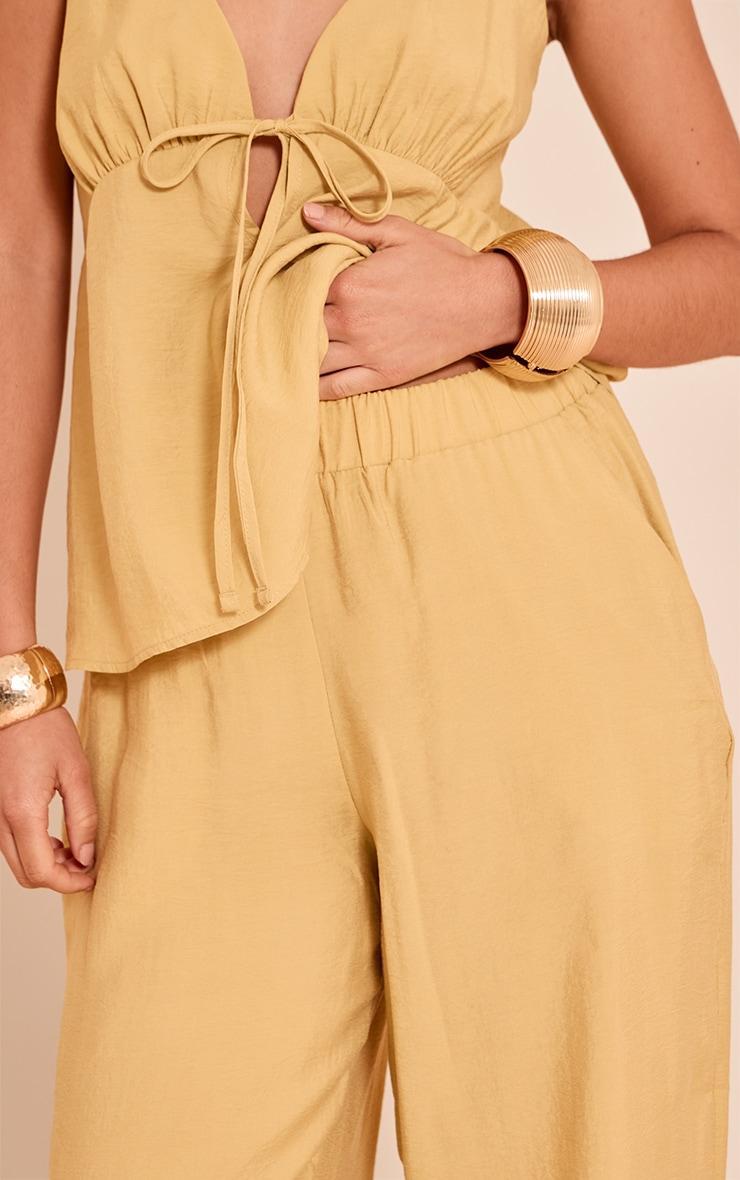  Mustard Woven Wide Leg Pants Product Image