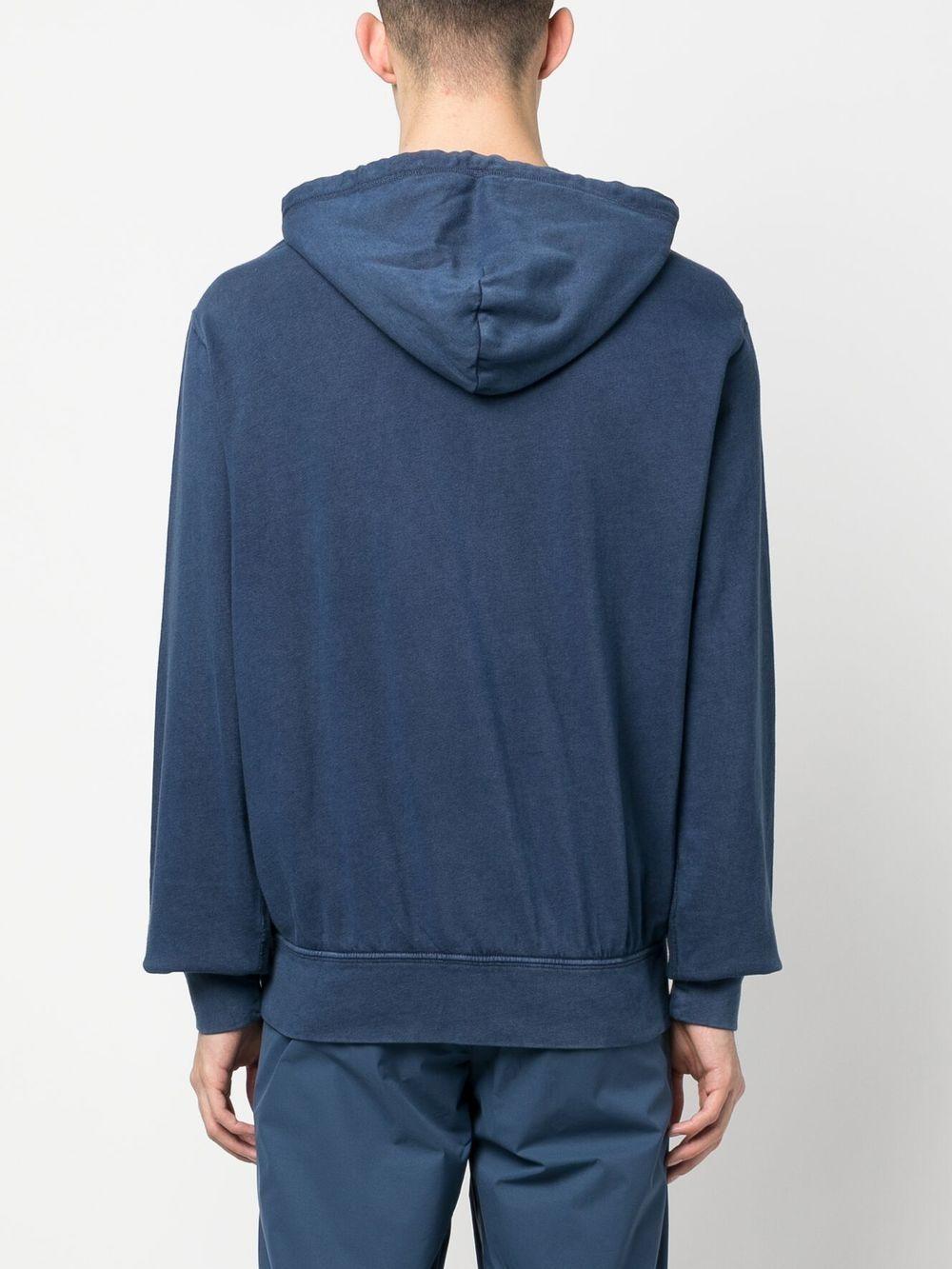 logo-embroidered zip-up drawstring hoodie Product Image